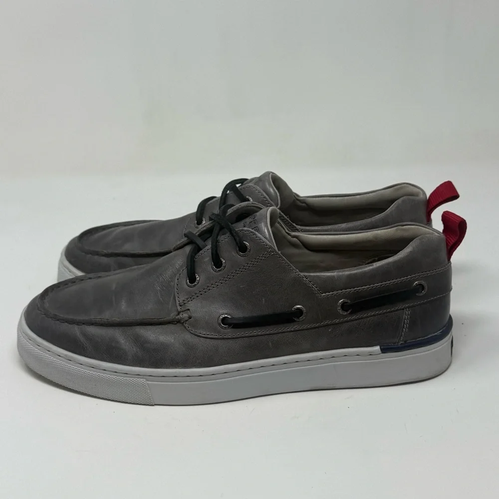 Sperry Gold Cup Victura 3 Eye Boat Shoes Mens 8.5 Gray Leather Casual Preppy